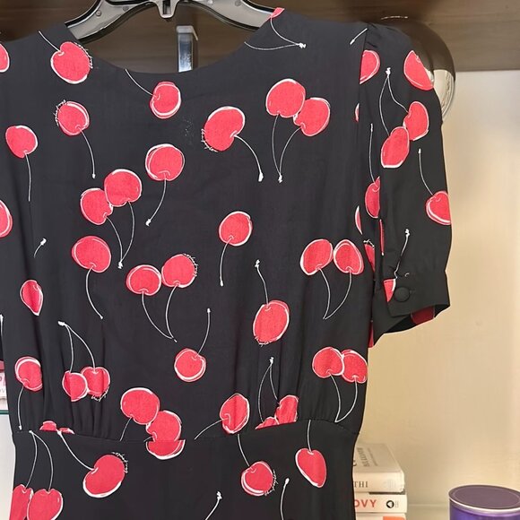 La Cerise Cherry Printed long dress with Buttoning - Picture 5 of 8